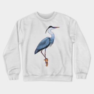 Great blue heron cartoon illustration. Crewneck Sweatshirt